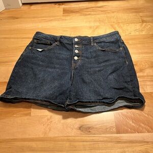 M Jeans by Maurices Mid-Rise Dark Wash Button Up Jean Shorts
